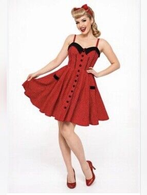 hell bunny halter neck dress Mariam Dress in Black Polka by Hell Bunny  Lemonie Boutique
